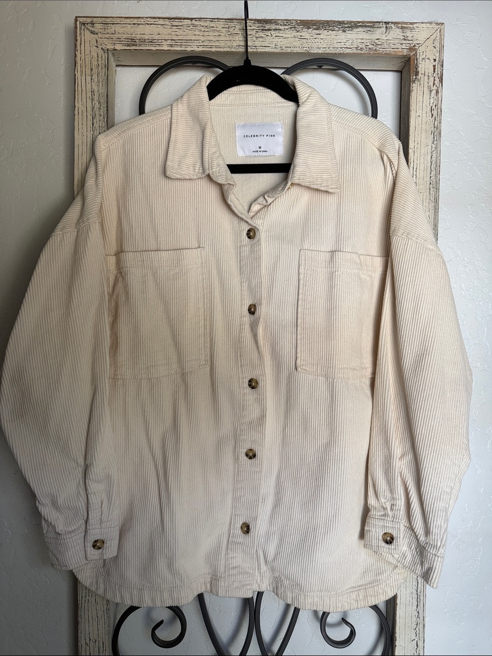 Celebrity Pink Cream Corduroy Utility Jacket